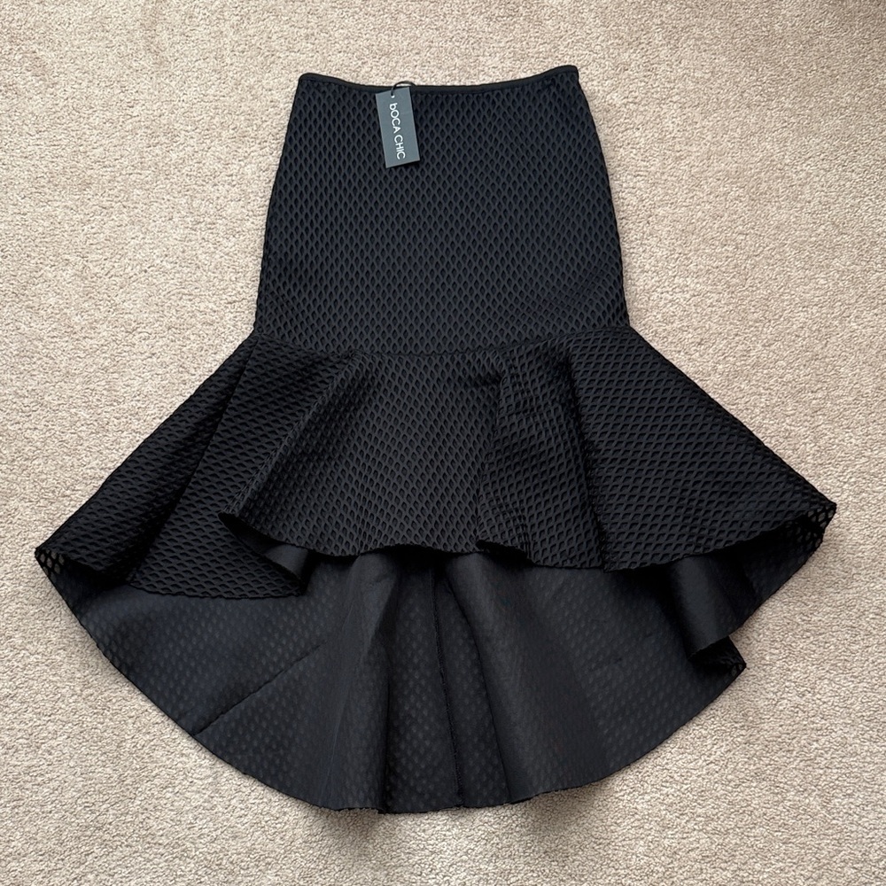 NWT Boca Chic Black Mesh High Low Mermaid Skirt Size Small